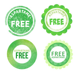 Aspartame Free labels, set on white background. Different tags for products without this harmful artificial sweetener