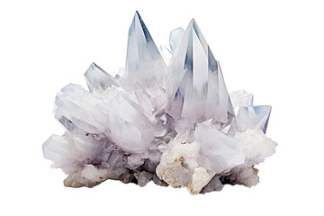 Prismatic Quartz Crystal Formation on transparent background.