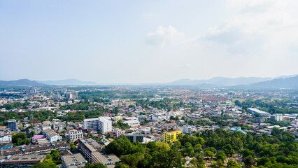 Viewpoint at the hilltop of Khao Rang see view cityscape of Phuket Island Phuket Thailand