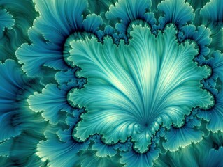 Aqua and Green psychedelic fractal.