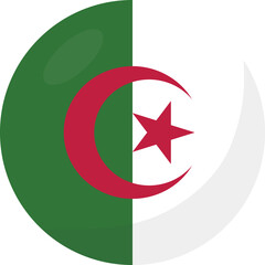 Algeria flag circle 3D cartoon style. - obrazy, fototapety, plakaty