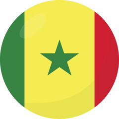 Senegal flag circle 3D cartoon style.