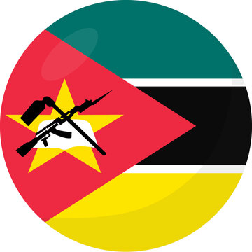 Mozambique flag circle 3D cartoon style.