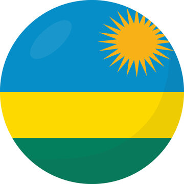 Rwanda flag circle 3D cartoon style.