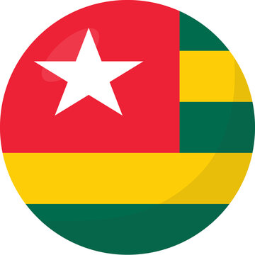 Togo flag circle 3D cartoon style.