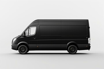 3D vehicle. Black van template on white backdrop. Generative AI
