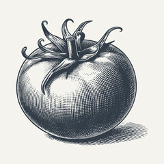 Tomato. Vintage woodcut engraving style vector illustration.