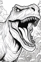Naklejka premium Coloring book page of dinosaur collection in a line art hand drawn style for kids and teens