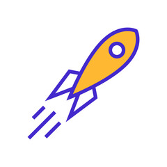 Icon Rocket burst, single icon, Flat line color filled and Colorfull icon