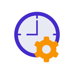 icon time management, single icon, Flat line color filled and Colorfull icon