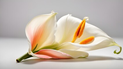 Obraz na płótnie Canvas A dramatic and elegant calla lily bloom, creating a visually striking image against a white background