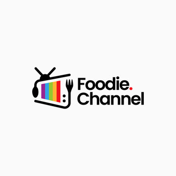 spoon fork food channel television tv culinary review logo vector icon illustration