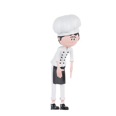 3d cartoon chef tired pose