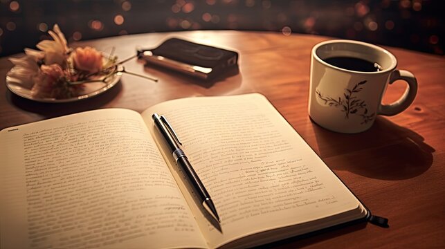 Coffee table with retro filtered notebook pencils and ideas