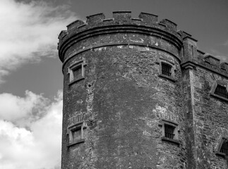 Old celtic castle tower walls, Cork City Gaol prison in Ireland. Fortress, citadel background
