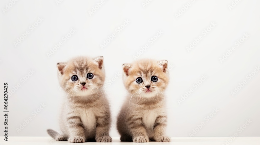 Poster adorable scottish fold cat with copy space on a white background