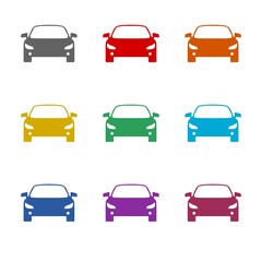 Car simple  icon isolated on white background. Set icons colorful