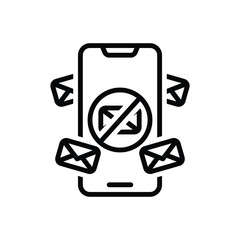 Black line icon for spam 
