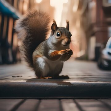 A breakdancing squirrel in urban streetwear, spinning on its head with flair4