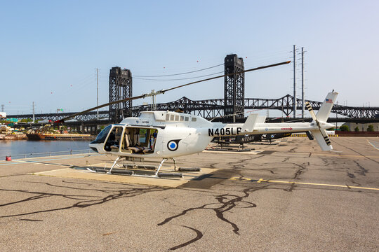 FlyNYON Bell 206L-4 Long Ranger IV helicopter at Helo Kearny Heliport in New Jersey, United States