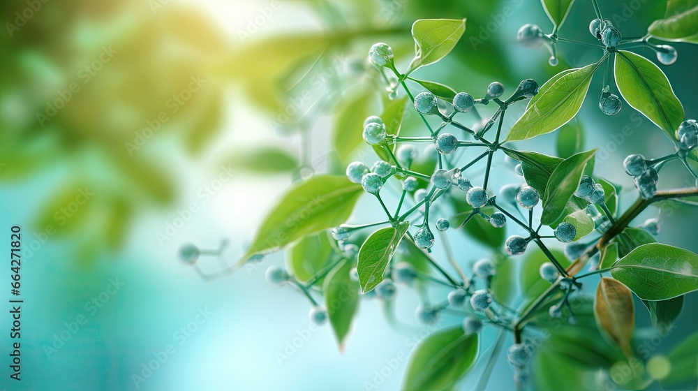 Poster Biochemical structure of plant as background with copy space for text A blend of nature and science