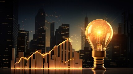 Business graph depicted by a light bulb