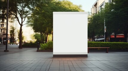 Blank sandwich board mockup displayed outdoors near a roundabout Mobile easel board with space for text