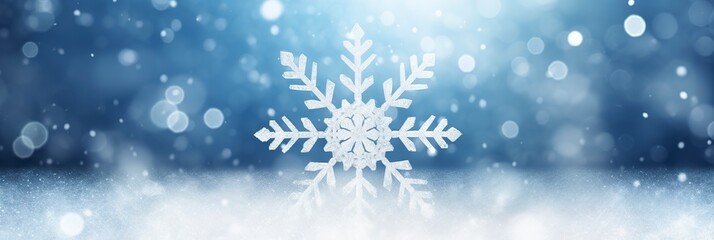 Naklejka na ściany i meble Snowflake on snow.Winter holidays background.