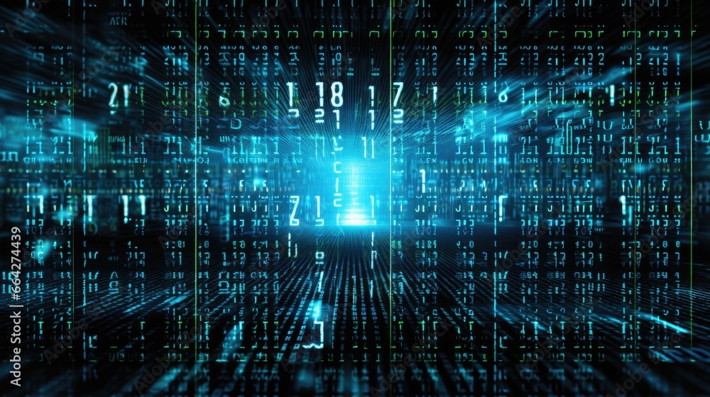 Poster binary code displayed on a digital screen security concept