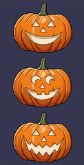 Vector of various Jack o lantern Pumpkin faces Part 5