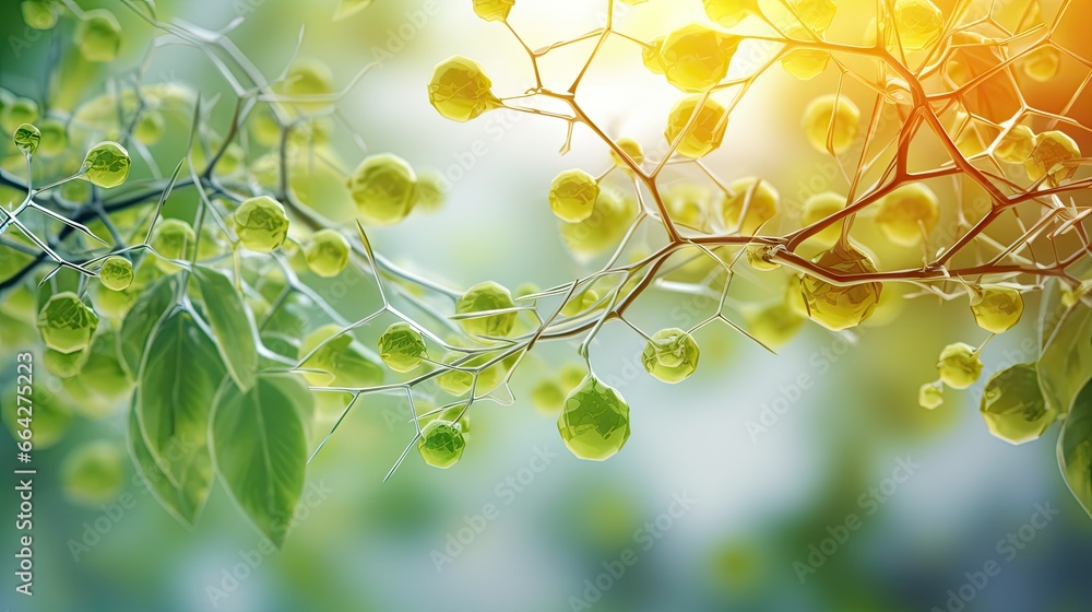 Aufkleber biochemical structure of plant as background with copy space for text a blend of nature and science