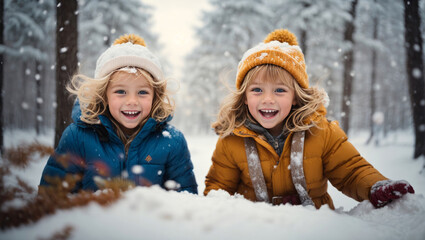Geschwister im Schnee, gen ai
