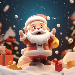 cute santa claus cartoon illustration. christmas background