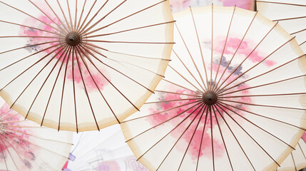 Hand-painted Chinese and Japanese traditional oil-paper umbrellas with flowers