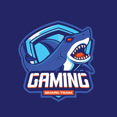 Vector shark mascot logo templates for sports and gaming team isolated 