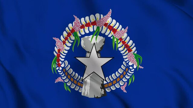 Northern Mariana Islands Waving Flag Realistic Animation Video