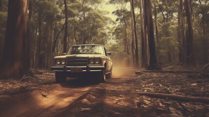 Obraz na płótnie Canvas Applying vintage toning filter to Perth s forest off road