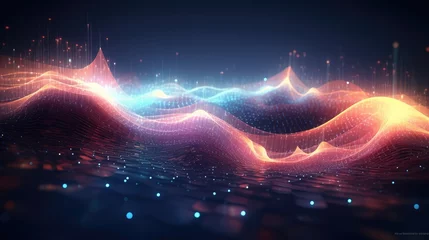 Foto op Plexiglas Big data cyber waves in neural network Musical rhythm in digital code space © vxnaghiyev