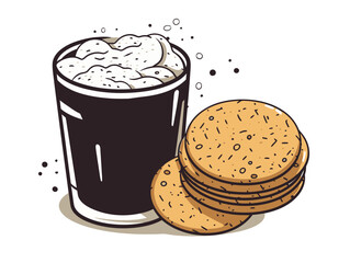 Doodle Communion wafer with ashes, cartoon sticker, sketch, vector, Illustration, minimalistic