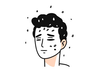 Doodle Person with ashes on forehead, cartoon sticker, sketch, vector, Illustration, minimalistic