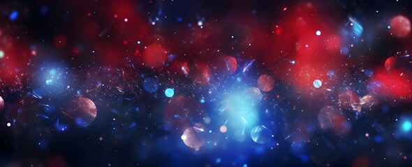 abstract space background with stars and nebula in blue and red colors - obrazy, fototapety, plakaty
