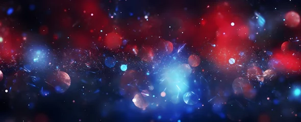 Foto op Aluminium abstract space background with stars and nebula in blue and red colors © CosmicAtmoDN