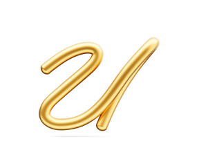 3d Golden Shiny Capital Letter U Alphabet U Rounded Inflatable Font White Background 3d Illustration
