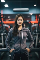 Female Fitness Model Posing in the Gym. Fictional characters created by Generated AI.