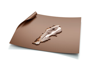 Map Of Lebanon Old Style Brown On Unrolled Map Paper Sheet On White Background 3d Illustration