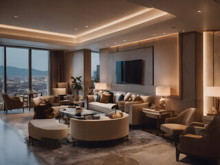 Modern living room. Generative AI 