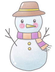 Snowman wearing a hat and scarf