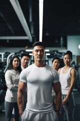 A Group of Fit, Young Adults Posing for a Photo in a Gym. Fictional characters created by Generated AI.