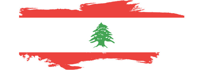Lebanon flag on brush paint stroke.