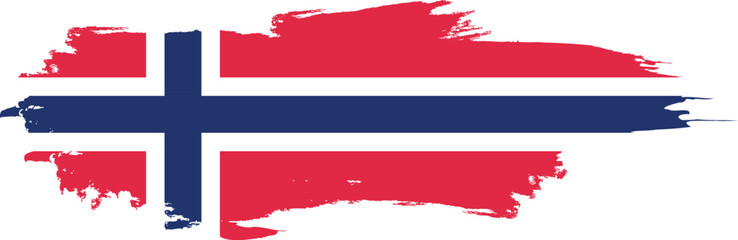 Norway flag on brush paint stroke.